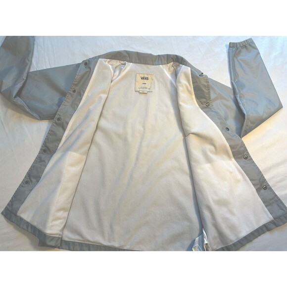 VANS SNAP FRONT NYLON COACHES JACKET MEDIUM Kids Large Light Grey - Picture 8 of 9